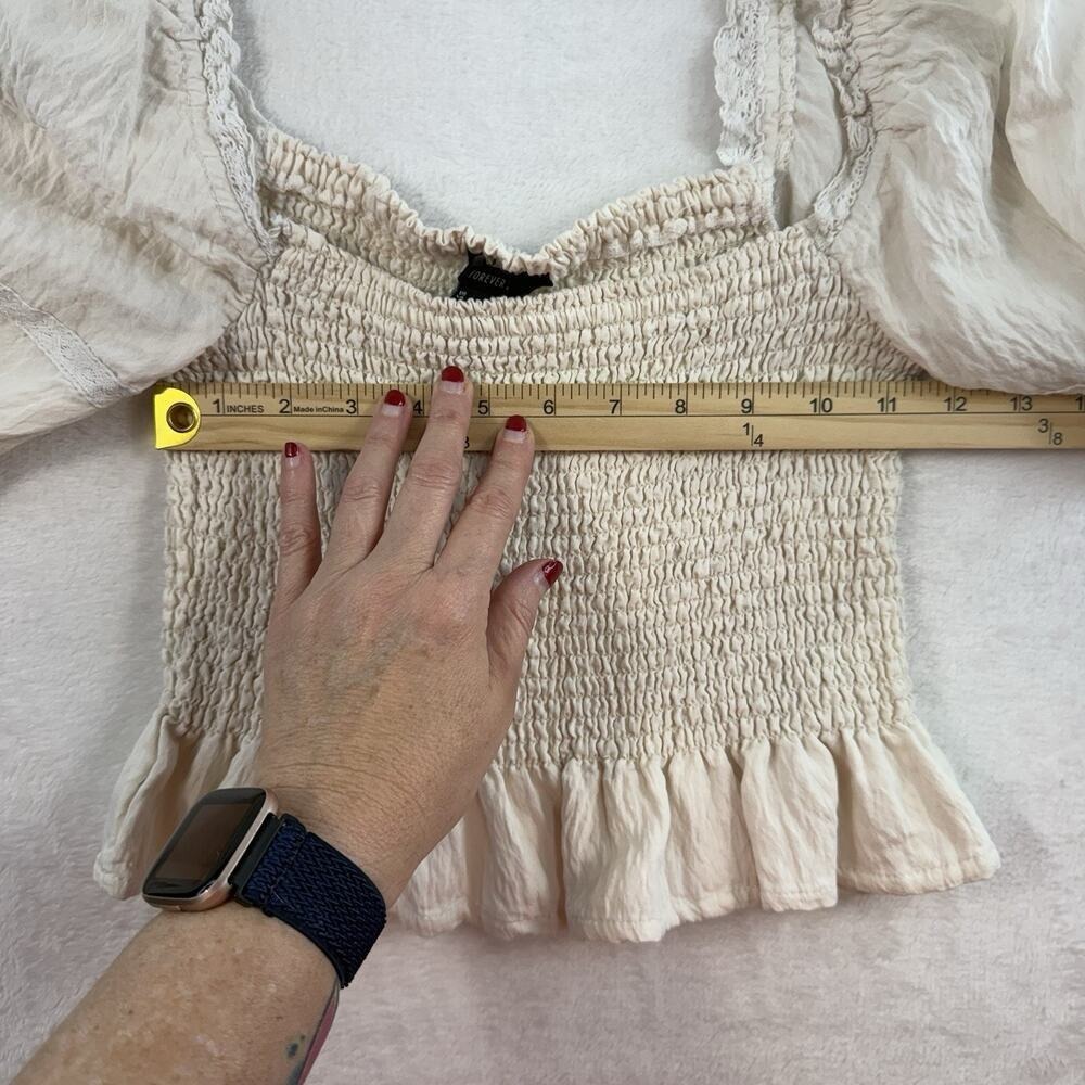 Milkmaid Sz S Top Cottagecore Coquette Babydoll Peasant Smocked Balloon Sleeve - Picture 9 of 12